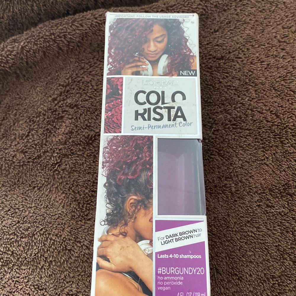 Colo-Rista temporary color (for dark brown to light brown hair). BURGUNDY #20.